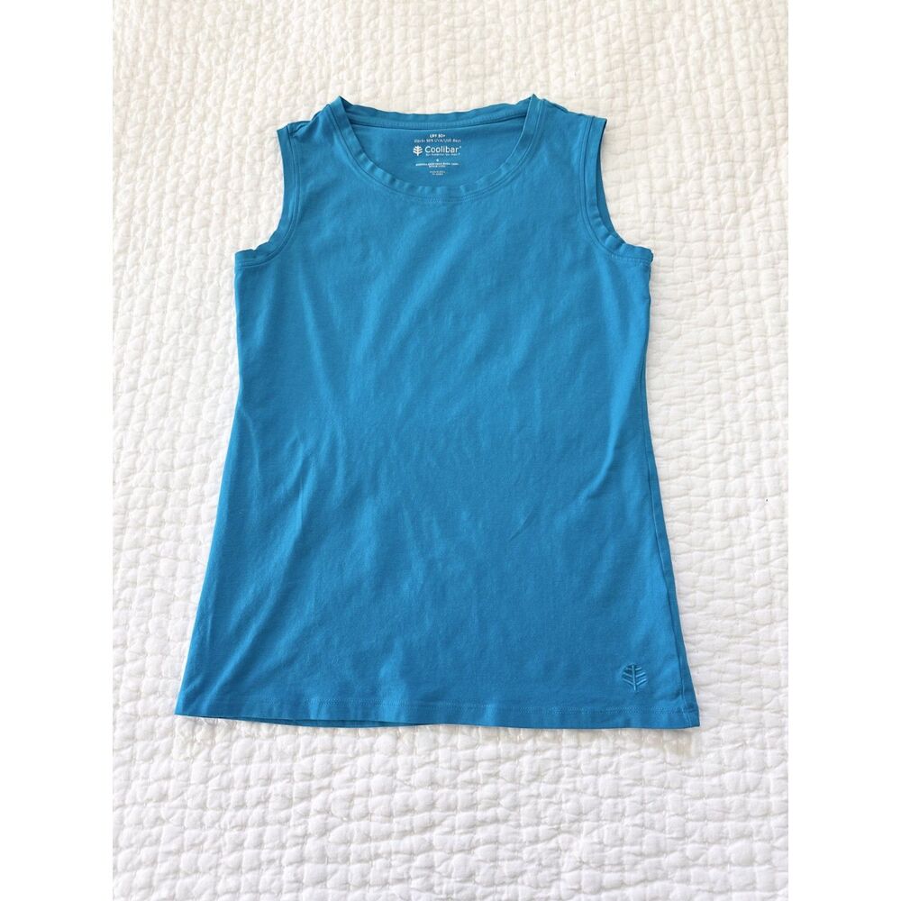 Coolibar Morada Everyday Basic Tank Top Womens Small Blue UPF 50+ Sleeveless
